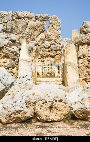 Partie de la temples de Ggantija, Xaghra, GOZO, Malte Banque D'Images