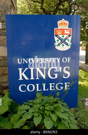 Signe de l'Université de Kings College, Halifax, Nouvelle-Écosse Banque D'Images