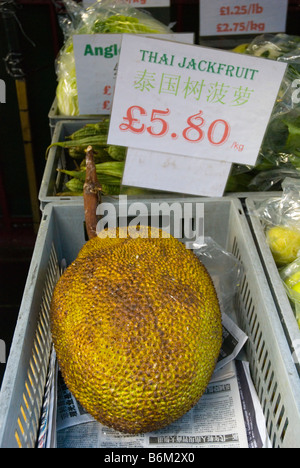 Jaque thaïlandais à vendre dans le quartier chinois dans le centre de Londres, Angleterre, Royaume-Uni Banque D'Images