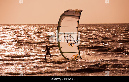 Le kitesurf sur la mer à Harlingen Pays-Bas Banque D'Images