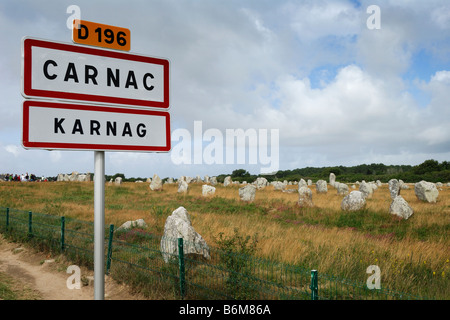 Carnac Bretagne France site mégalithique de Menec Banque D'Images