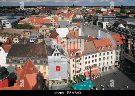 Vue d'ensemble de marché et le nord de Halle, Saale, Saxe-Anhalt, Allemagne Sachsen-Anhalt Banque D'Images