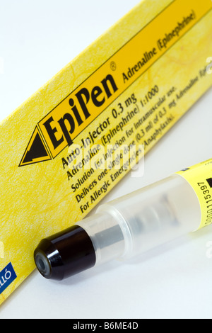 Un Epipen contenant de l'adrénaline pour les urgences allergiques Banque D'Images