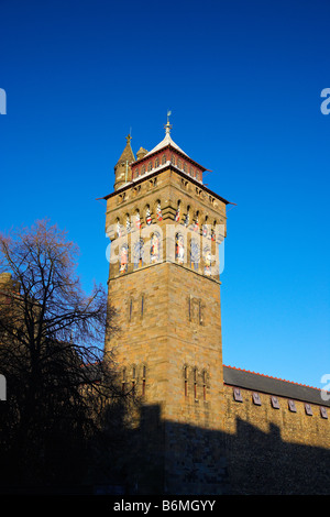 Le Château de Cardiff Tour de l'horloge, Cardiff, Wales, UK Banque D'Images