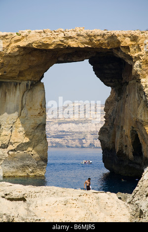 La fenêtre d'Azur, Tieqa Zerqa, Dwejra, Gozo, Malte Banque D'Images