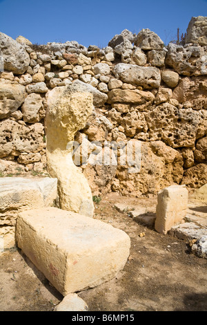 Partie de la temples de Ggantija, Xaghra, GOZO, Malte Banque D'Images