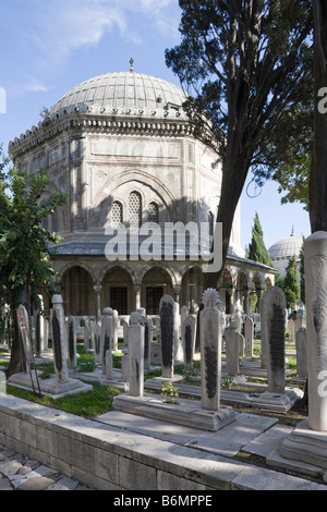 Extérieur, Kanuni Sultan Süleyman Türbesi, mausolée de Soliman le Magnifique, Istanbul, Turquie Banque D'Images
