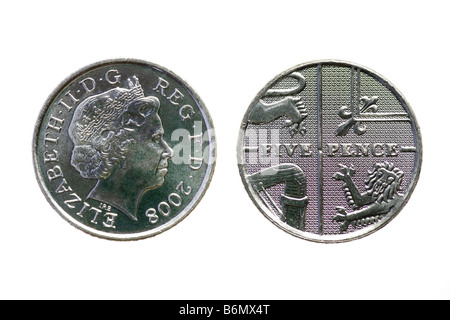 2008 Nouveau design pour la pièce de monnaie 5 pence Banque D'Images