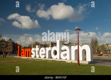 Les lettres en face de l'Amsterdam Rijksmuseum à Amsterdam aux Pays-Bas Banque D'Images