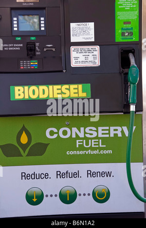 Pompe à carburant diesel bio Conserv Station essence Éthanol Biodiesel CA Los Angeles California USA Banque D'Images