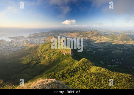 Vue depuis le pouce de l'Océan indien Maurice pic Banque D'Images