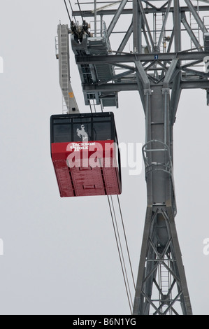 Voiture de tramway à un seul tour, Jackson Hole Aerial Tram jusqu'Rendezvous Mountain, Jackson Hole Mountain Resort, Jackson, Wyoming. Banque D'Images