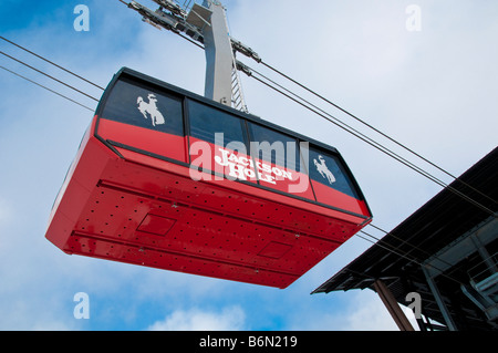 Aerial Tram Jackson Hole Mountain, rendez-vous à Jackson Hole Mountain Resort, Jackson, Wyoming. Banque D'Images