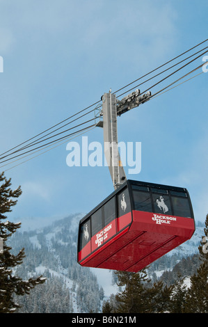 Aerial Tram Jackson Hole Mountain, rendez-vous à Jackson Hole Mountain Resort, Jackson, Wyoming. Banque D'Images