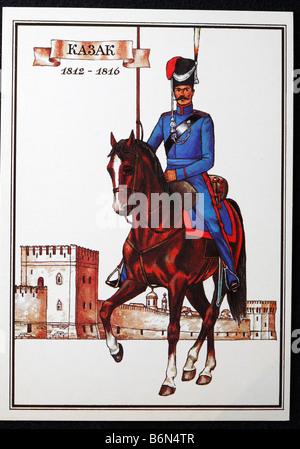 De l'uniforme de l'armée russe des Cosaques du Don (1812-1816), carte postale, URSS, 1986 Banque D'Images