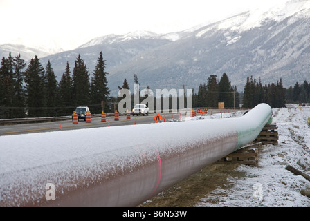 La construction de la pipeline Trans-Mountain Banque D'Images