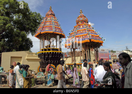 FESTIVAL EN KARPAKA PILLAIYARPATTI VINAYAKAR TEMPLE À TAMILNADU Banque D'Images