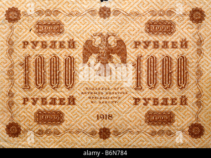 1000 roubles note (1918), Russie Banque D'Images