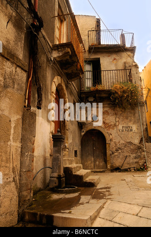 Ruelles de Forza d'Agro en Sicile orientale Italie Banque D'Images