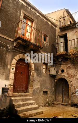 Ruelles de Forza d'Agro en Sicile orientale Italie Banque D'Images