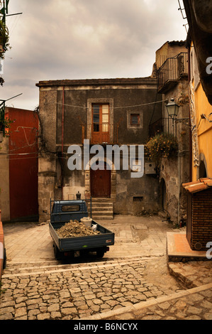 Ruelles de Forza d'Agro en Sicile orientale Italie Banque D'Images