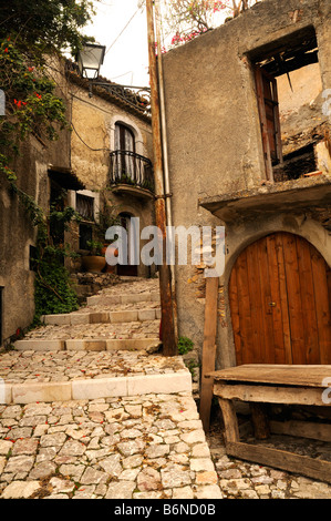 Ruelles de Forza d'Agro en Sicile orientale Italie Banque D'Images