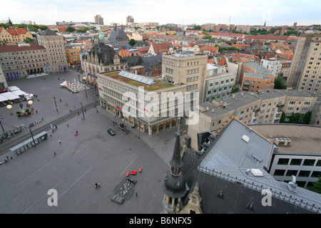 La place de marché à Halle, en Saxe-Anhalt, Allemagne ; Marktplatz à Halle (Saale), Sachsen-Anhalt Banque D'Images