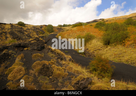 Voir monter le mont Etna en Sicile Italie Banque D'Images