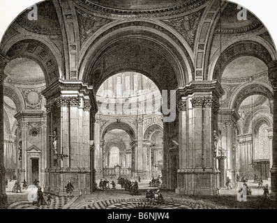 Intérieur de la cathédrale St Paul, à l'est, comme il l'aurait été si Wren's first design avait été approuvé. Banque D'Images