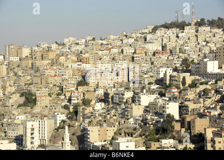 Vue sur la vieille ville d'Amman depuis la Citadelle, Jordanie Banque D'Images