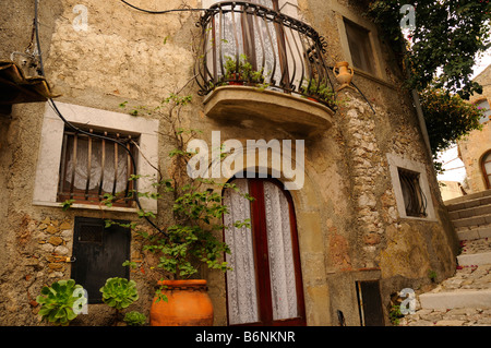 Ruelles de Forza d'Agro en Sicile orientale Italie Banque D'Images