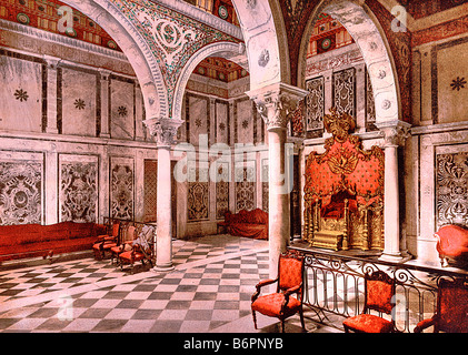Musée du Bardo, tribunal salle de l'emir, Tunis, Tunisie - art image restaurée à son état initial avec l'accent sur les détails et couleurs. Banque D'Images
