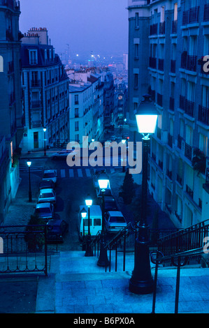 Des escaliers à Montmartre à Paris Banque D'Images