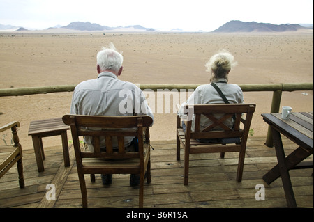 Lodge de luxe, le Sossusvlei Wilderness Camp, la Namibie, le Parc National Namib Naukluft Banque D'Images