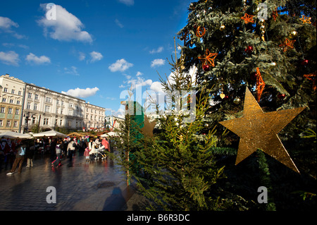 Les marchés de Noël Cracovie Pologne Banque D'Images