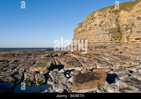 Les falaises de grès de Dunraven Bay dans la vallée de Glamorgan au Pays de Galles. Banque D'Images