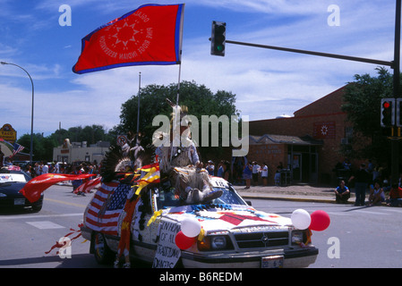 Sioux Oglala American Indians parade à la réserve de Pine Ridge dans le Dakota du Sud USA Banque D'Images