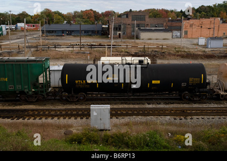 Tank car sa mise en Rigby Yard Rail South Portland ME Maine USA Banque D'Images