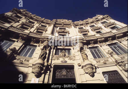 Façade de Banco Español de Crédito, Plaza de Canalejas, Madrid, Espagne Banque D'Images