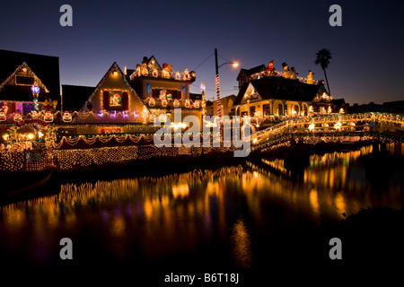 Lumières de Noël à canaux de Venise à Noël Venice Beach Los Angeles County California United States of America Banque D'Images