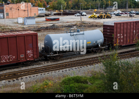 Tank car sa mise en Rigby Yard Rail South Portland ME Maine USA Banque D'Images