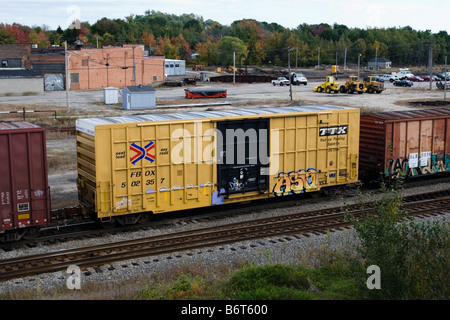 Wagon ferroviaire fort est fermé dans Rigby Le triage South Portland ME Maine USA Banque D'Images