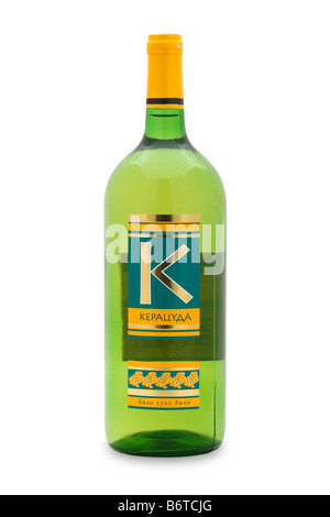 Keracuda la Bulgarie de vin blanc sec, la couleur d'or orange vert nuances coing arôme de vanille pêche goût Banque D'Images