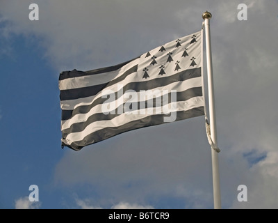 Drapeau de la Bretagne blowing in wind Banque D'Images