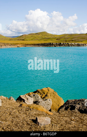 Lac de cratère volcanique Islande Greanavatn Banque D'Images