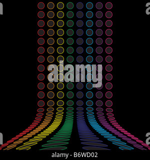 Un modèle de couleur arc-en-ciel abstract design avec des lignes d'anneaux colorés Banque D'Images