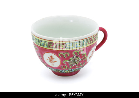 Tasse de thé rouge chinois sur fond blanc Banque D'Images