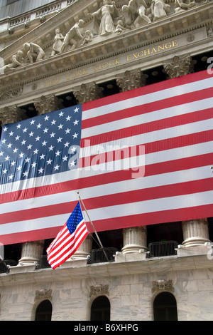 L'extérieur de la Bourse de New York dans le lower Manhattan New York City New York USA Banque D'Images