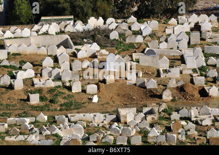 Vue aérienne du cimetière musulman à Fes, Maroc Banque D'Images