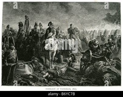 Napoléon se à Bataille de Waterloo 1815 Belgique Empire français Napoléon Bonaparte Michel Ney Septième Coalition armée prussienne Gebhard Banque D'Images